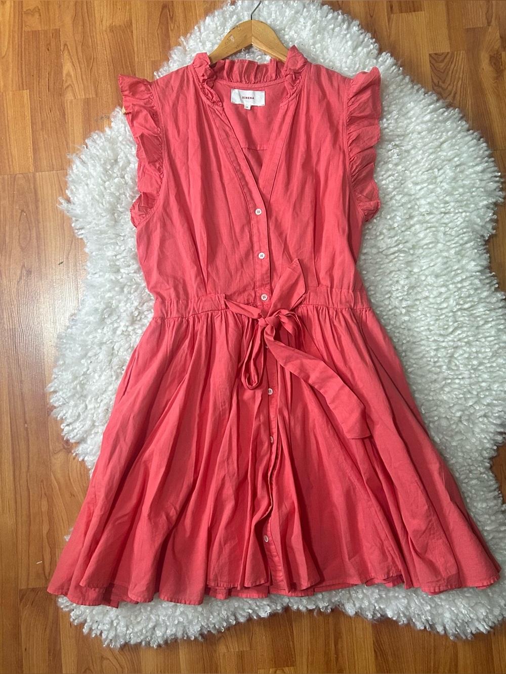 Xirena lightweight cotton fit and flare dress medium belted